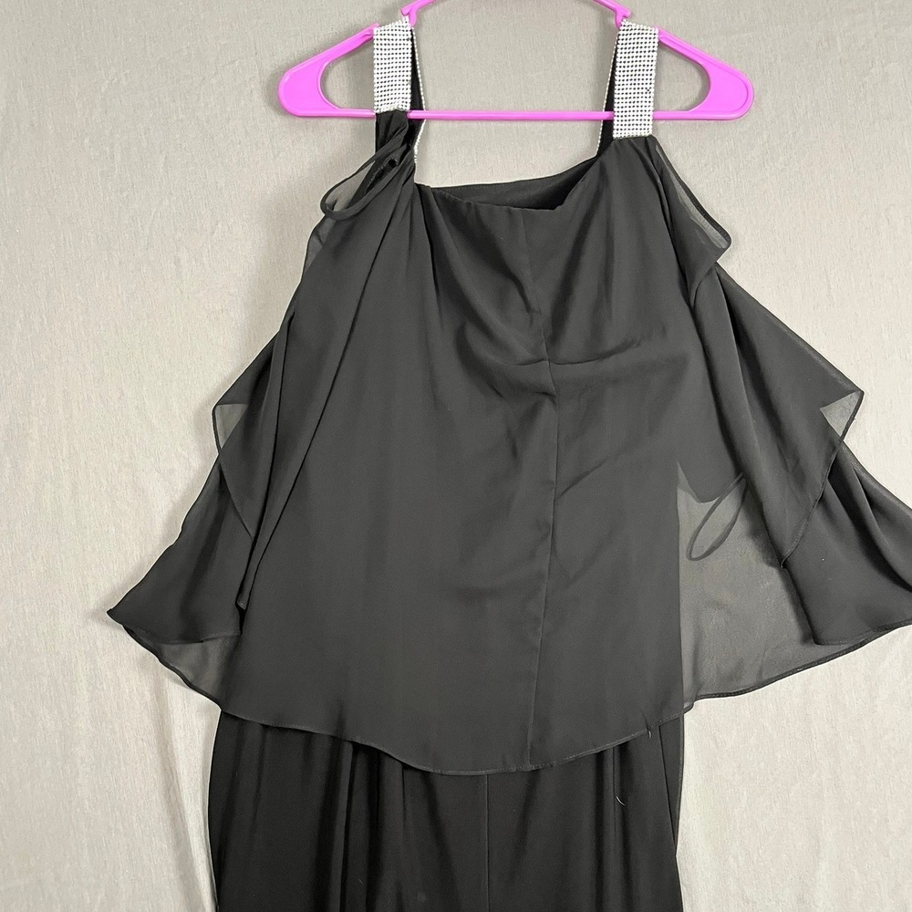 MSK Dress Women 2X Cold Shoulder Black Rhinestone Draped EUC